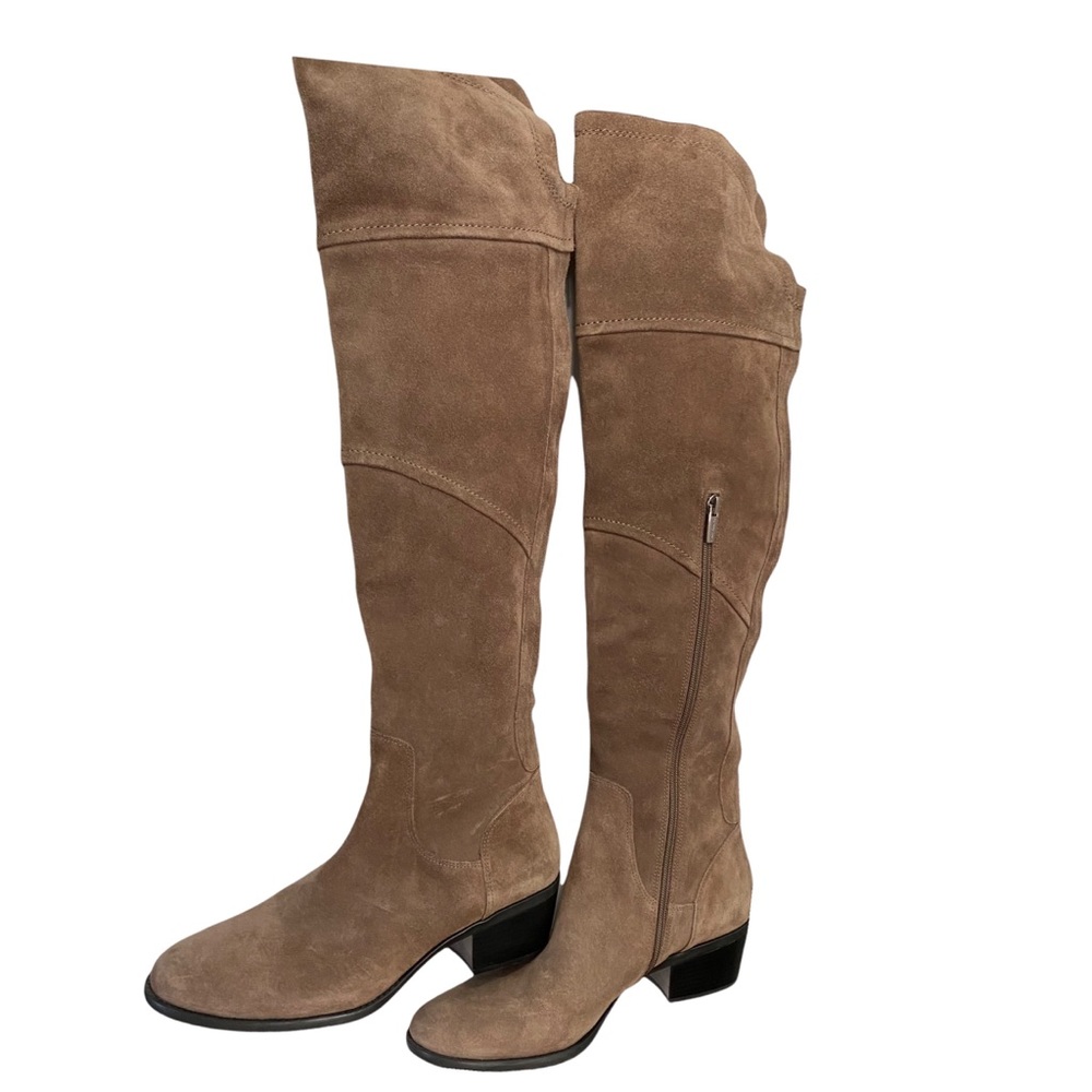 Vince Camuto Bernadine 10M tan taupe suede over the knee riding boots LNC